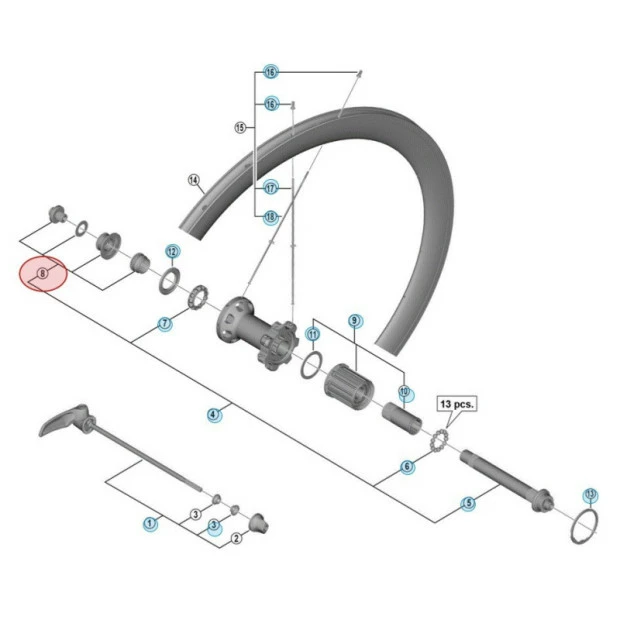 Cône Et Ecrou D'Axe De Moyeu Arrière Shimano Dura Ace WH-R9100-C40 3 Cône Et Ecrou D'Axe De Moyeu Arrière Shimano Dura Ace WH-R9100-C40